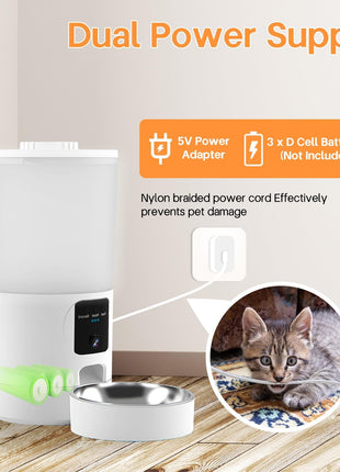 Automatic Cat Feeder with 2K Camera and Smart App, 6L Smart Pet Food Dispenser for Cats/Dogs, Timed Auto Control Meals, 2.4G / 5G WiFi, Auto Pet Feeder for Cats and Dogs, Easy Clean