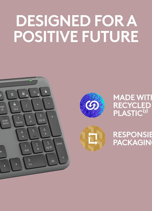Logitech Signature Slim K950 Wireless Keyboard, Sleek Design, Switch Typing Between Devices, Quiet Typing, Bluetooth, Multi-OS, Windows, Mac, Chrome - Graphite