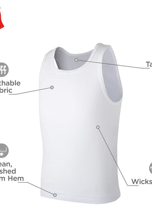 Hanes Boys' Tank Undershirt, EcoSmart Cotton Shirt, Multiple Packs Available, White-10, Large