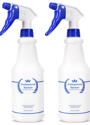 Plastic Spray Bottle, Empty Spray Bottles (2 Pack 24 Oz), All-Purpose Sprayer for Cleaning Solutions, Hair Spray, Bleach, Planting, BBQ, Mist & Stream Water Spraying Bottle with Adjustable Nozzle