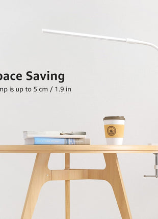 Lepro Small Desk Lamp with Clamp, LED Reading Lamps, 460LM, 5W, White | 3 Color Modes 10 Brightness, Dimmable USB Clip on Desk Light with Gooseneck Swing Arm for Nail, Home Office and Dorm