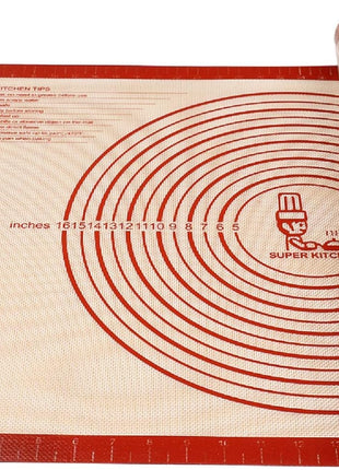 Non-slip Silicone Pastry Mat Extra Large with Measurements 28''By 20'' for Silicone Baking Mat, Counter, Dough Rolling, Oven Liner,Fondant/Pie Crust By Folksy Super Kitchen Red