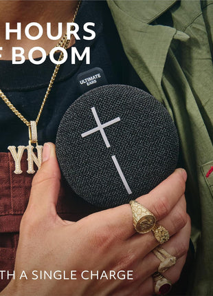 Ultimate Ears MINIROLL Waterproof Bluetooth Speaker - Gentle Black | Ultra-portable, balanced bass, IP67 dustproof, 131 ft (40 m) range
