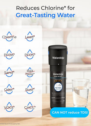 Waterdrop 10UA Under Sink Water Filter System, Reduces PFAS, PFOA/PFOS, Lead, Chlorine, Bad Taste & Odor, Under Counter Water Filter Direct Connect to Kitchen Faucet, NSF/ANSI 42 Certified, 1 Year