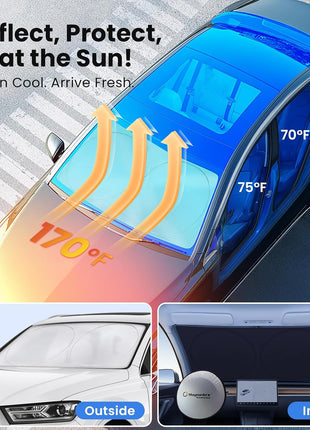 Magnelex Car Windshield Sunshade | Innovative No-Light-Pass Technology for Maximum Protection | Foldable Sun Shade Keeps Your Vehicle Cool | Fit for Cars, Trucks, and SUVs | Large (63 x 33.8 in)