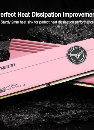 TEAMGROUP T-Force XTREEM DDR5 Ram 32GB (2x16GB) 7600MHz PC5-60800 CL36 A-DIE Desktop Memory Module Ram for Intel XMP 3.0 & AMD Expo Compatible Pink FFPD532G7600HC36FDC01