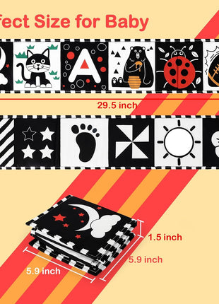 URMYWO Black and White Baby Toy, Tummy Time High Contrast Newborn Toys | Visual Stimulation Soft Baby Book, Brain Development Montessori Sensory Infant Mirror Toy 0-6-12 Months, Boy Girl Shower Gift