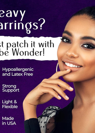 Lobe Wonder - The ORIGINAL Ear Lobe Support Patch for Pierced Ears - Eliminates the Look of Torn or Stretched Piercings - Protects Healthy Ear Lobes from Tearing - 60 Patches - Clear & Latex-Free