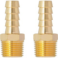 SUNGATOR 3/8'' NPT Brass Hose Barb Fittings, 3/8'' NPT Male Thread to 3/8 Inch Barbed Air Hose Fittings, 3/8 Inch Brass Air Line Repair Connectors for Compressor, Fuel, Oil (2-Pack)