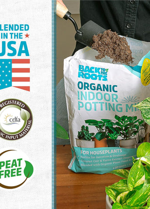 Back to the Roots 100% Organic Indoor Potting Mix (6 Quart), Promotes Healthy Houseplant Growth, Made in The USA