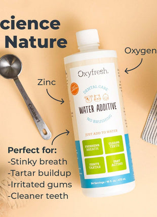 Oxyfresh Premium Pet Dental Care Solution Pet Water Additive: Best Way to Eliminate Bad Dog Breath and Cat Bad Breath - Fights Tartar & Plaque - So Easy, Just Add to Water! Vet Recommended 16 oz.