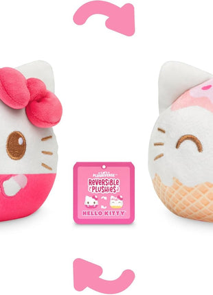 TeeTurtle Reversible Sanrio Hello Kitty Plushie 4-Inch Ice Cream Two-Sided Flip Plush Toy with Embroidered Details - Cute Mini Collectible Plush for Kids, Teens, and Adults