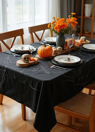sancua Rectangle Tablecloth, 60 x 84 Inch, Black | Stain and Wrinkle Resistant, Washable Polyester Cloth, Decorative Fabric Cover, For Dining Tables, Buffet Parties and Camping