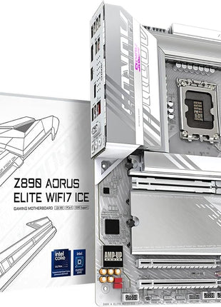 GIGABYTE Z890 AORUS Elite WIFI7 ICE Intel Core Ultra (Series 2) LGA 1851 Motherboard, ATX, DDR5, 3X M.2, PCIe 5.0, Thunderbolt 4, WIFI7, 2.5GbE LAN, EZ-Latch