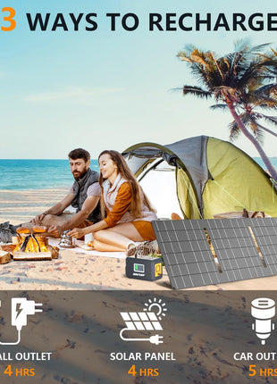 HOWEASY Portable Power Station,120W(240W Peak) Solar Generator,88Wh Lithium Battery Power with 110V AC Outlet/DC/USB/LED Light for Outdoor Camping Trip Hunting Emergency(Solar Panel Optional)
