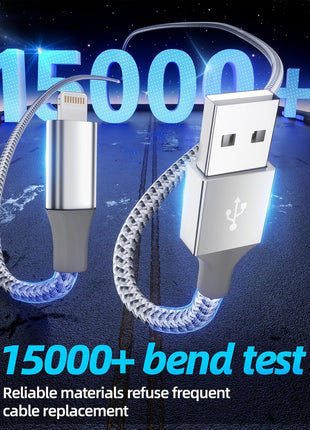 iPhone Charger 3pack 10FT Apple MFi Certified Long Lightning Cable Fast Charging High Speed Data Sync USB Cable Compatible iPhone 14 13/12/11 Pro Max/XS MAX/XR/XS/X/8/7/Plus/6S (Grey White)