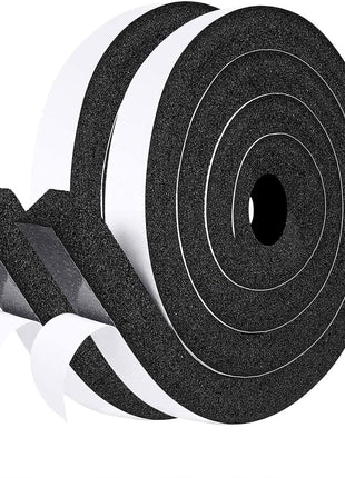 fowong Air Conditioner Window Seal 1 Inch X 1 Inch, Thick AC Weather Stripping High Resilience Foam Sealing Tape Adhesive AC Window Seal Kit 6.5ft Long (6.5ft x 2 Rolls, Black)