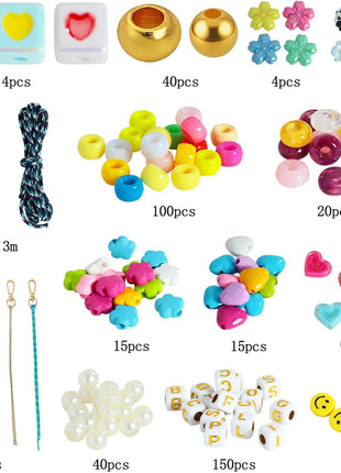 MINIMISSMIANYC 421PCS Beaded Keychain Making Kit for Women,Acrylic Heart Star Flower Letter Alphabet Bag Beads DIY Key Chain Charm Supplies Crafts Accessoriess Jewerly Making Kit for Kids Girls Boys