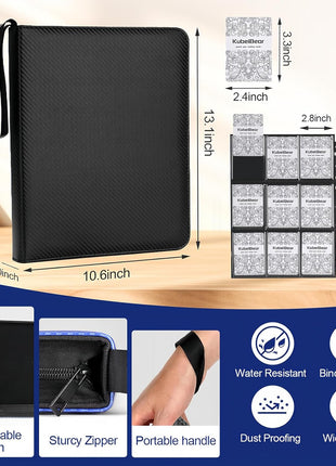 Card Binder – 720 Capacity, Zippered Trading Card Holder for MTG, Sports & Collectible Cards – Acid-Free, Durable & Travel-Friendly Storage (Black, 9 Pocket)