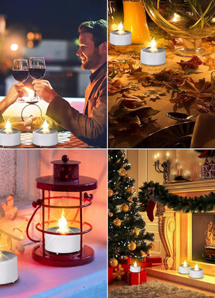 Hanzim Battery Operated LED Tea Lights: 24PACK Flameless Votive Candles Lamp Realistic and Bright Flickering Holiday Gift Long Lasting 200Hours for Seasonal & Festival Celebration Warm White