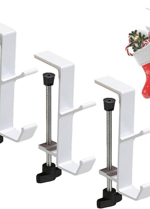 Fireplace Stocking and Garland Hanger, 2 in 1 Mantel Hanger for Garland, Fireplace Stocking Holders for Mantle Garland Hooks for Xmas Holiday Home Party Decoration,Fits 0.31"-3.5"Mantles (White, 3)