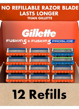 Gillette Fusion5 and ProGlide Men's Razor Blade Refills, 5-Blade Cartridges, Variety Pack, 12 Count