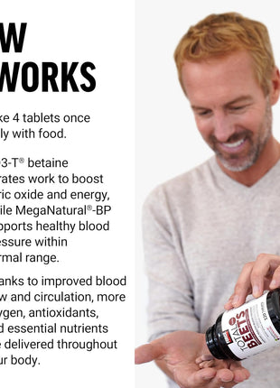 Force Factor Total Beets Blood Pressure Support & Nitric Oxide Supplement | with Grape Seed Extract and Non GMO Beet Root Powder for Heart Health, Circulation & Blood Flow, 120 Tablets