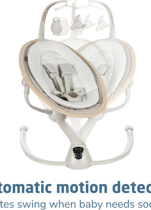 Maxi-Cosi Cassia Smart Baby Swing for Infants, Portable, Foldable Infant Swing with Music, 360 Rotation, 5 Speeds, 12 Melodies, EcoCare Fabric, Auto Motion Sensor, 2 Reclines, Classic Oat