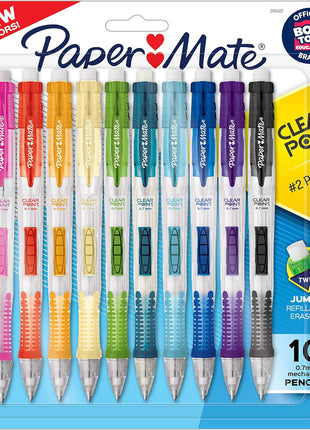 Paper Mate Clearpoint Mechanical Pencils, 0.7mm HB #2 Pencil Lead, 2 Pencils, Assorted Barrel Colors, 10 Count - Back to School,Teacher Supplies, Drawing, Sketching