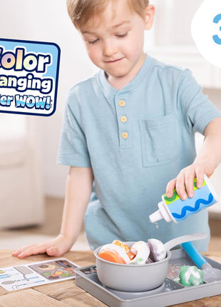 Melissa & Doug Simmer & Stir Stovetop Play Set with Water Wow!® Color Changing Play Food Preschool Toy Ages 3+