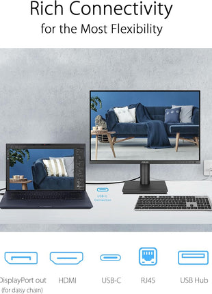ASUS 24" Docking Monitor (BE248CFN) – WUXGA (1920x1200), IPS, 100Hz, Frameless, USB-C Docking, RJ45, Speakers, Height Adjustable, HDMI, Daisy-Chain, Eye Care, Wall Mountable, 3 yr Warranty
