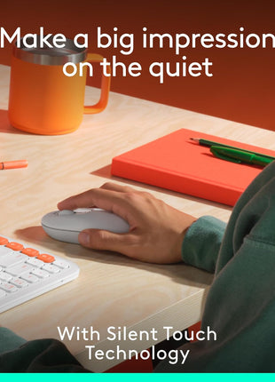 Logitech POP Mouse, Compact and Portable Wireless Bluetooth Mouse with Programmable Buttons and Quiet Clicks, Easy-Switch Between up to 3 Devices, Laptop, Tablet, PC - Off-White