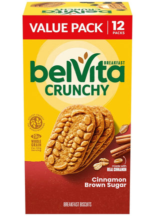 belVita Breakfast Bars Biscuits, Cinnamon Brown Sugar, Value Pack, 12 Packs (4 Biscuits Per Pack)