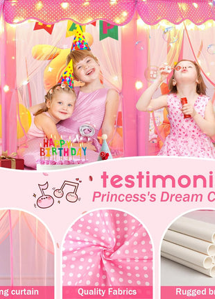 Princess Tent Girls Large Playhouse Kids Castle Play Tent with Star Lights Toy for Children Indoor and Outdoor Games, 55'' x 53'' (DxH)