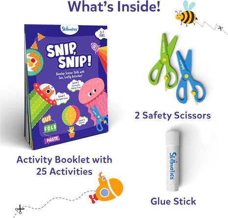 Skillmatics Snip Snip, Scissor Skills, Felt Craft Activity, Gift for Kids | Cutting Activity Book, Safety Scissors, Fine Motor Skills for Preschool, Screen-Free, Learning Toy, Toddlers, Ages 3, 4, 5, 6