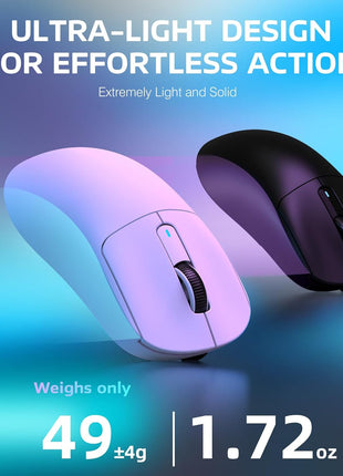 ATTACK SHARK X3 Wireless Gaming Mouse, 49g Ergonomic Computer Mouse, Triple Modes PAW3395 26K DPI Optical Sensor, 200h Battery Life, Programmable Buttons, Gaming Accessories for PC/Laptop/Mac (White)