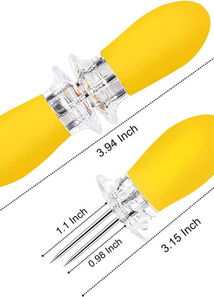 18 Pcs Stainless Steel Corn Cob Holders with Silicone Handle & Convenient Butter Spreading Tool