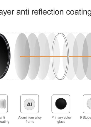 K&F CONCEPT 67mm Variable ND2-400 Lens Filter (1-9 Stops) for Camera Lens | Ultra Slim Adjustable Neutral Density Filter with Microfiber Cleaning Cloth (B-Series) FN101