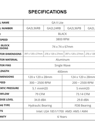 Lian Li GA II LITE 240mm AIO Liquid CPU Cooler | 2 x 120mm Performance FDB Fans, Daisy-Chain, Low Noise, All-in-One Water Cooling for Intel LGA1851/1700,AMD AM5/AM4 (GA2L24PB)