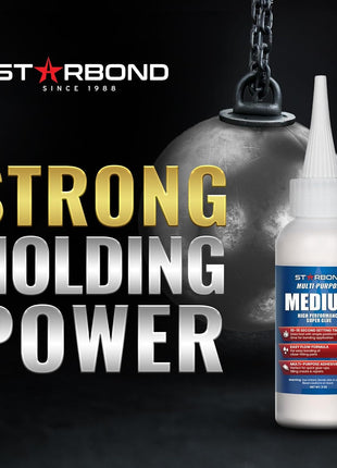 Starbond Medium Super Glue Pro Kit (2 oz) – Strong, Fast, All-Purpose CA Glue (Cyanoacrylate Adhesive) – with Anti-Clog Cap, Precision Tips & Extra Nozzles for Woodworking, Quick Fixes & Hobby Models