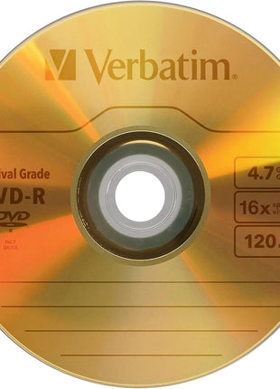 Verbatim DVD-R 4.7GB 16X UltraLife Gold Archival Grade - Branded Surface and Hard Coat - 50pk Spindle