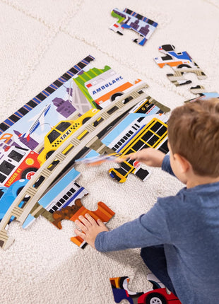 Melissa & Doug Traffic Jam Jumbo Floor Puzzle (24 Pieces, 2 x 3 Feet), Vehicle-Themed Jigsaw Puzzle for Preschoolers and Kids Ages 3+ - FSC Certified