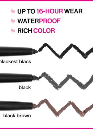 wet n wild Mega Last Breakup Proof Waterproof Retractable Gel Eyeliner - Ultra Pigmented 16-Hour Long Wear, Smudge Proof Satin Finish Formula, Cruelty-Free & Vegan - Charcoal