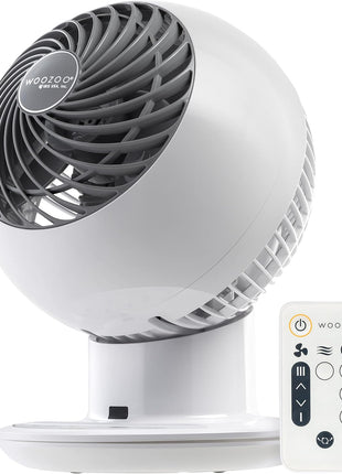 IRIS USA WOOZOO Air Circulator Fan with Remote, Oscillating, 5 Speeds, 82ft Max Air Distance, 90? Adjustable Tilt, 30db Quiet Motor, Small Fan for Bedroom, Office, Dorm, White