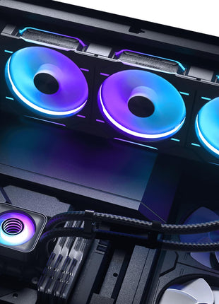 Phanteks Glacier One 420D30 X2 AIO Liquid CPU Cooler, Evolv X2 Aluminum Cap Design, 3X Performance D30-140 D-RGB Fans, for Intel LGA 1851, 1700, 1200, 115x and AMD AM4/AM5 sockets (Black)