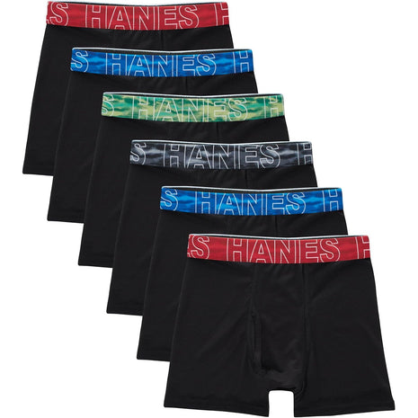 Hanes Boys' Underwear Boxer Briefs Pack, 6-pack, Hanes Moves X-temp Boxer Brief Underwear for Boys, Moisture-wicking