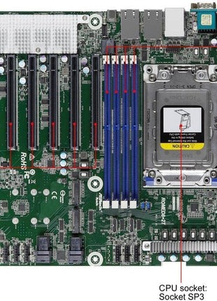 ASRock Rack ROMED8-2T Single Socket SP3 LGA 4094/ DDR4/ SATA3&USB3.1/ V&2GbE/ ATX Motherboard
