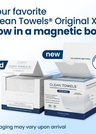 Clean Skin Club Clean Towels XLｮ, 100% USDA Biobased Face Towel, Disposable Face Towelette, Eczema Association Accepted, Makeup Remover Dry Wipes, Ultra Soft, 1 Pack, 50 Ct