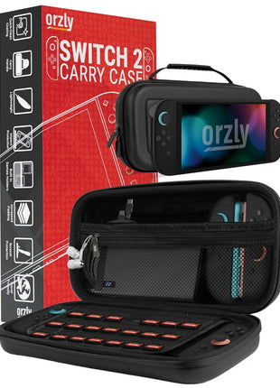 Orzly Case Compatible with Nintendo Switch 2 Protective Carry Case (2025 Model) with Screen Padding, Game Card microSD Pockets for Console and Accessories Screen Size 7.9" - Gift Boxed