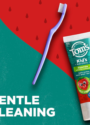Tom's of Maine ADA Approved Fluoride Kids Toothpaste, Natural Toothpaste, Dye Free, No Artificial Preservatives, Silly Strawberry, 5.1 oz. 3 Pack (Packaging May Vary)